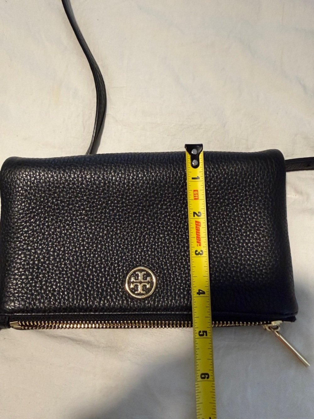 Tory Burch Black Pebbled Leather Crossbody with Tassel - Picture 6 of 6